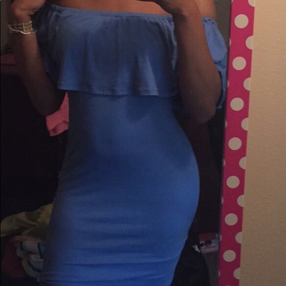 Blue Off The Shoulders Dress